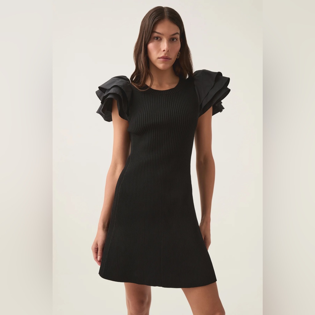 Aje. Questa Puff Mini Dress Black (Size Small) Nwt